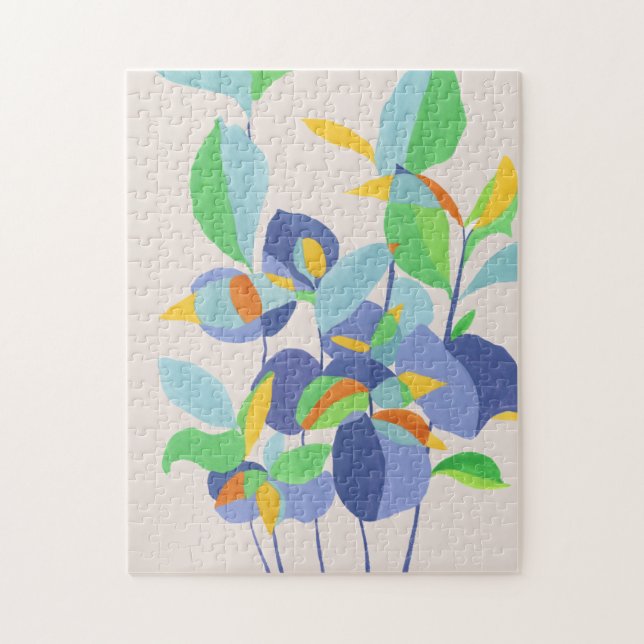 Quebra-cabeça Arte de Abstrato de Aquarela Botânica Única (Vertical)