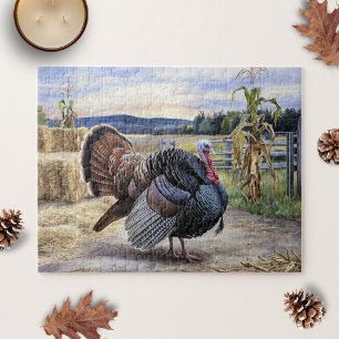 Quebra-cabeça Arte de Ação de Graças da Fazenda Rustic Turkey