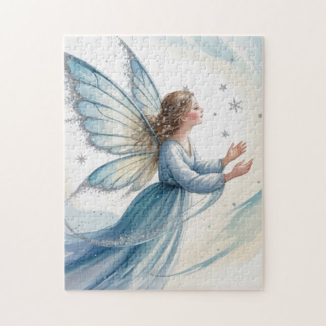 Quebra-cabeça Arte de Aquarela da Fada da Neve de Inverno  (Vertical)