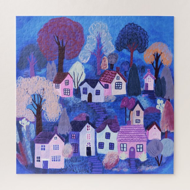 Quebra-cabeça Arte de Aquarela da Vila de Cúpula (Vertical)