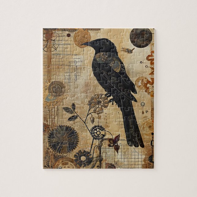 Quebra-cabeça Arte de Ave Steampunk Pequena (Vertical)