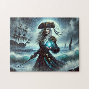 Quebra-cabeça Arte de Aventura Oceânica Fantasia Pirata Sereia M