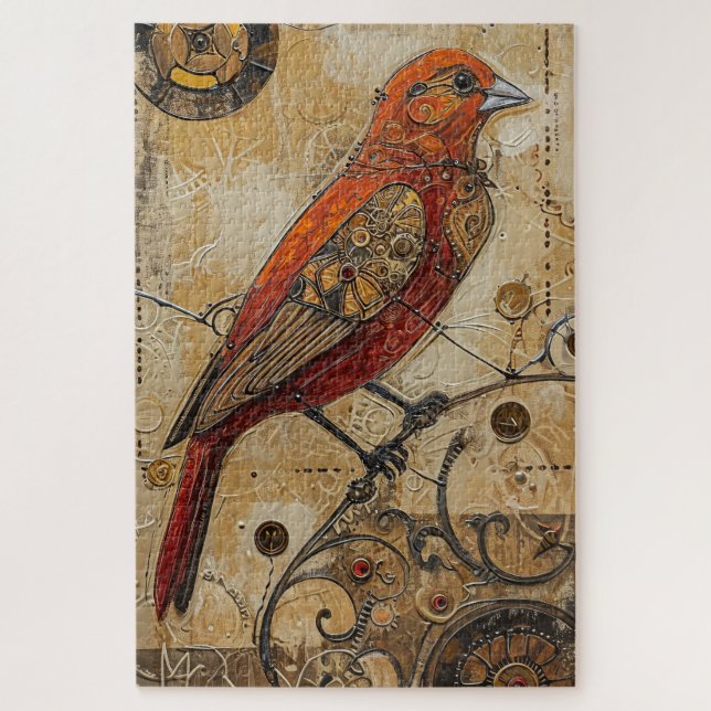 Quebra-cabeça Arte de Aves Steampunk Difícil (Vertical)