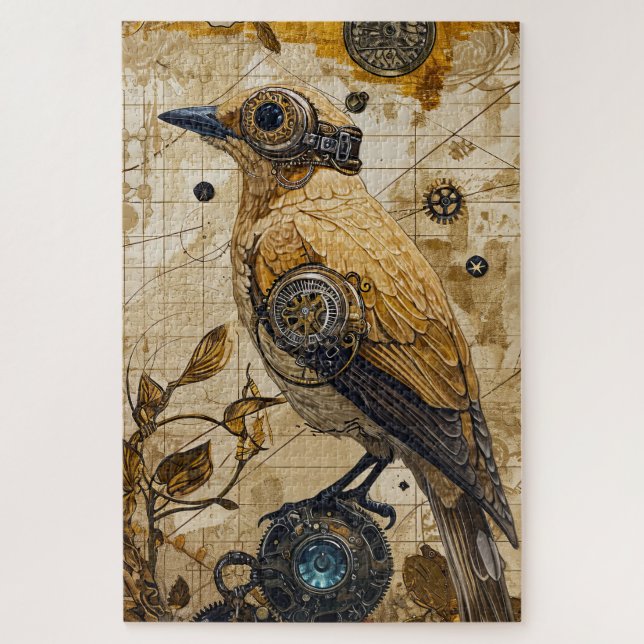Quebra-cabeça Arte de Aves Steampunk Difícil (Vertical)