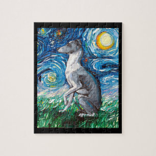 Quebra-cabeça Arte De Cão De Whippet, Starry Night, Italiano