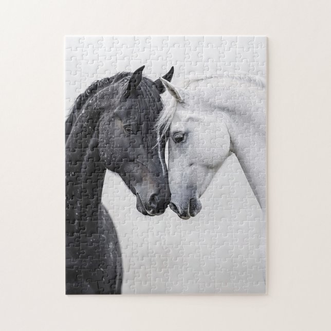 Quebra-cabeça Arte de Cavalo Negro e White Stallion (Vertical)