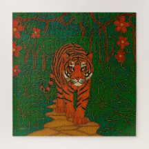 Arte de Cloisonne Tigre no Caminho da Selva