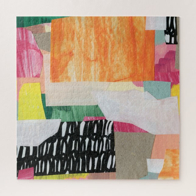 Quebra-cabeça Arte de colagem, abstrato moderno e colorido. (Vertical)