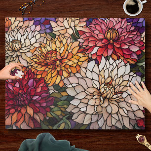 Quebra-cabeça Arte de Dália em Vidro Colorido em Tons de Joias