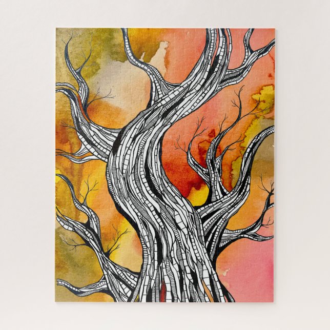 Quebra-cabeça Arte de desenho de caneta de árvore abstrata assus (Vertical)