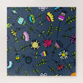 Quebra-cabeça Arte de Design de Padrão Floral Caprichoso