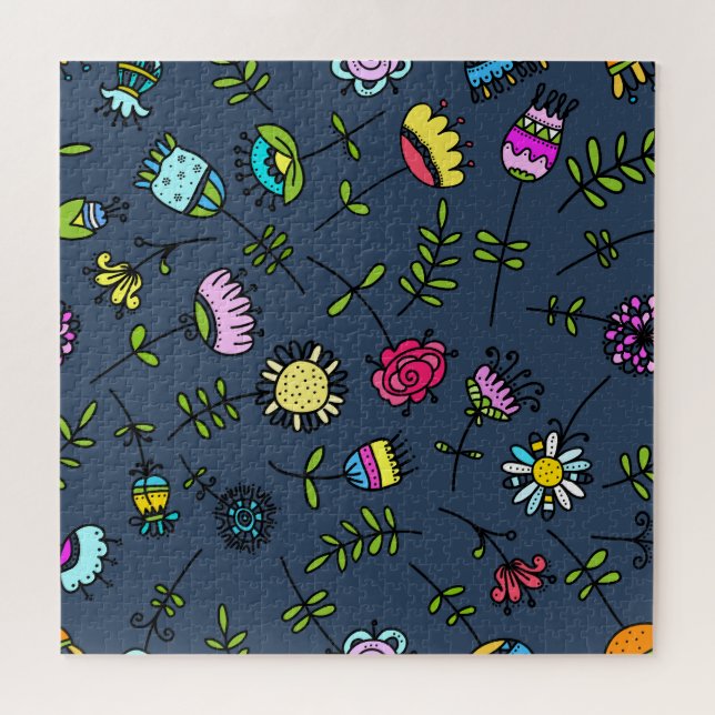 Quebra-cabeça Arte de Design de Padrão Floral Caprichoso (Horizontal)