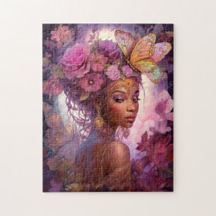 Quebra-cabeça Arte de Fantasia Rosa Púrpura e Negra