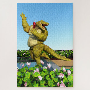 Quebra-cabeça Arte de festa de champanhe de crocodilo engraçado