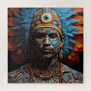 Quebra-cabeça Arte de Fusão Tribal Aztec Abstrato Vibrante