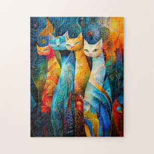 Quebra-cabeça Arte de Gato Cósmico com Fundo Estelar