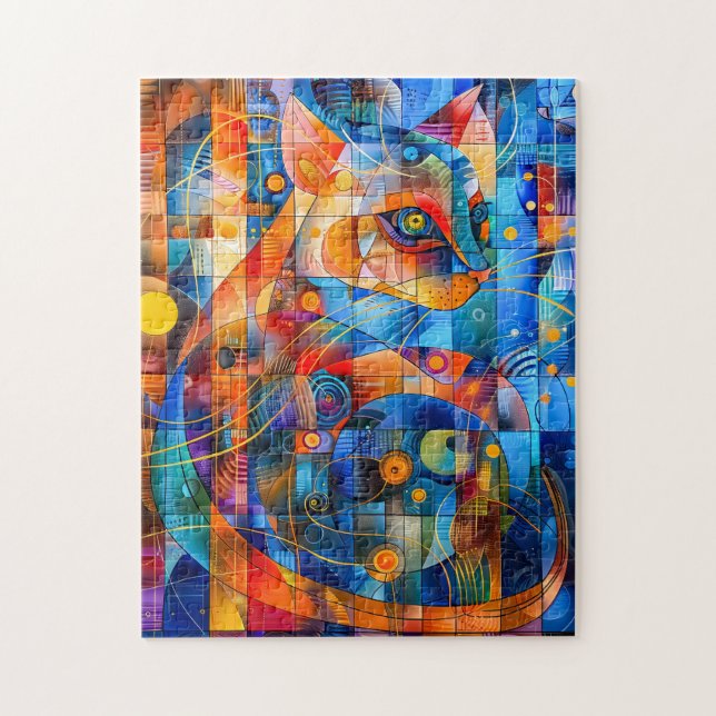 Quebra-cabeça Arte de Gato Cósmico com Fundo Estelar (Vertical)