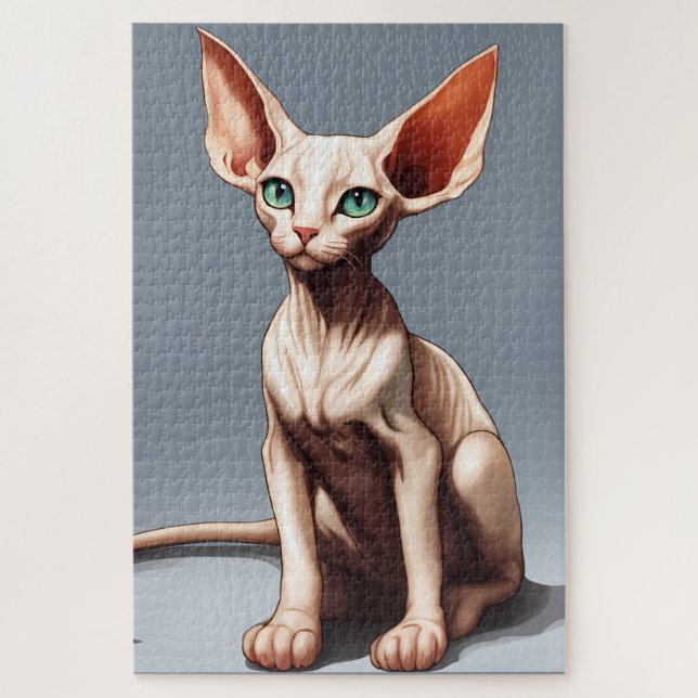 Quebra-cabeça Arte de Gato Sphynx Elfo (Vertical)