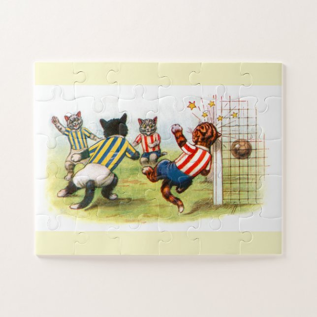 Quebra-cabeça Arte de gatos jogando futebol (Horizontal)