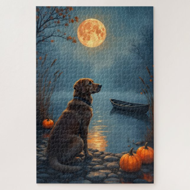 Quebra-cabeça Arte de Halloween à Beira do Lago com Chesapeake B (Vertical)