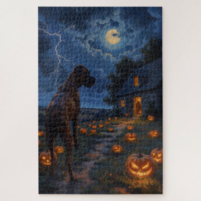 Quebra-cabeça Arte de Halloween do Patch de Abóbora Assombrada d (Vertical)