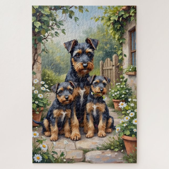 Quebra-cabeça Arte de Jardim de Ervas com Cesky Terrier (Vertical)