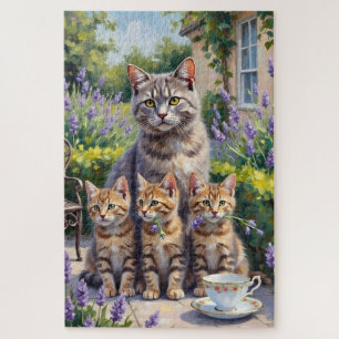 Quebra-cabeça Arte de Jardim Lavanda de British Shorthair