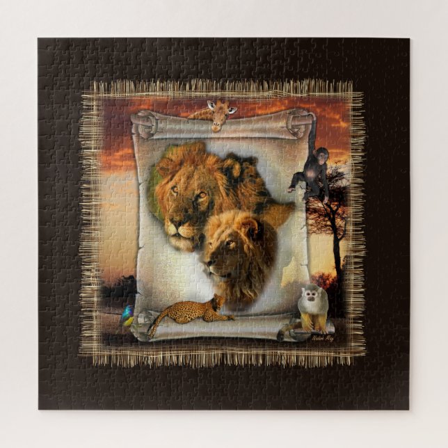 Quebra-cabeça Arte de Leões Africanos (Vertical)