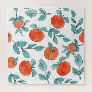 Quebra-cabeça Arte de linha laranja: padrão sem costura