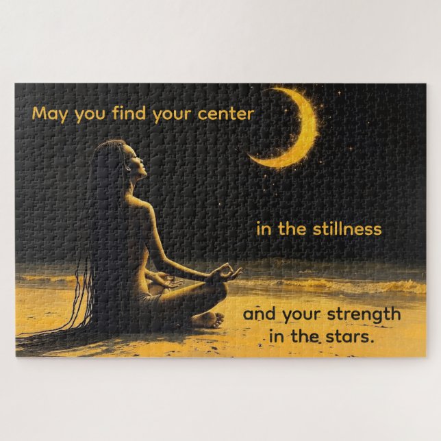 Quebra-cabeça Arte de Meditação e Citação Inspiradora (Horizontal)