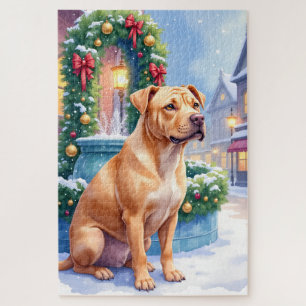 Quebra-cabeça Arte de Natal da Fonte da Cidade do Shar-Pei Chinê