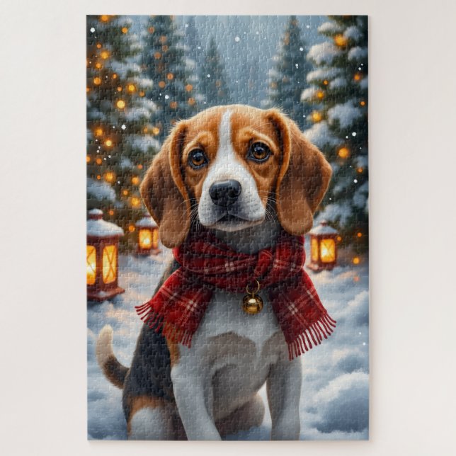 Quebra-cabeça Arte de Natal do Beagle (Vertical)