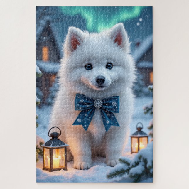 Quebra-cabeça Arte de Natal do Cão Esquimó Americano (Vertical)