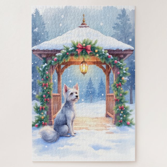 Quebra-cabeça Arte de Natal do Gazebo Nevado com Crista Chinesa (Vertical)
