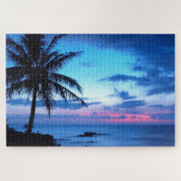 Arte de Paisagem Azul, Rosa Bonito e Tropical