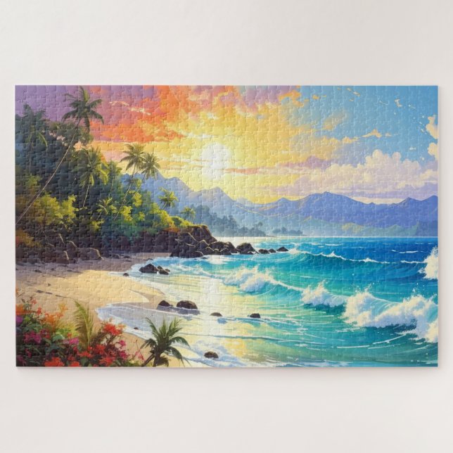 Quebra-cabeça arte de paisagem costeira tropical (Horizontal)