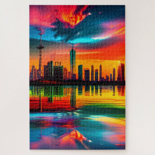 Quebra-cabeça Arte de paisagem urbana colorida