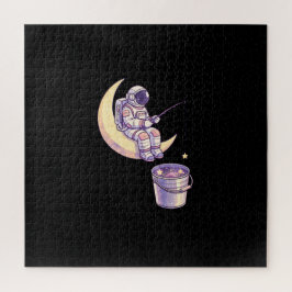 Quebra-cabeça Arte de Parede Astronauta Surrealista Pescando Est