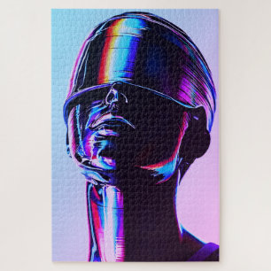 Quebra-cabeça Arte de Parede com Retrato Cromado em Arco-Íris Fu