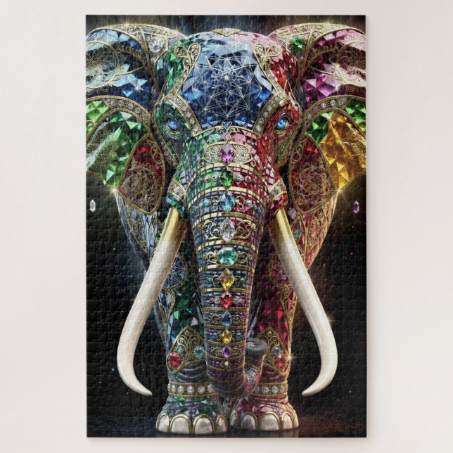 Quebra-cabeça Arte de Parede de Elefante Cromático | El Geométri (Vertical)