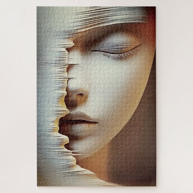 Quebra-cabeça Arte de Parede de Rosto Feminino Abstrato – Textur (Vertical)