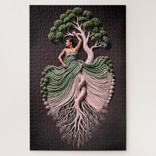 Quebra-cabeça Arte de Parede Mulher Árvore Elegante – Inspirada