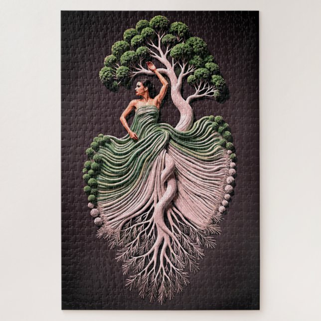 Quebra-cabeça Arte de Parede Mulher Árvore Elegante – Inspirada  (Vertical)