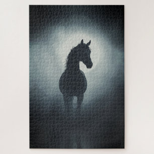 Quebra-cabeça Arte de Parede Silhueta de Cavalo Místico Noturno