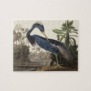 Quebra-cabeça Arte de Pássaro Garça da Louisiana Audubon Vintage