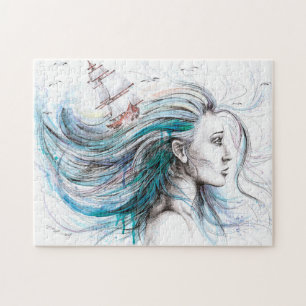 Quebra-cabeça Arte de pintura surreal, menina dos oceanos