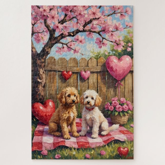 Quebra-cabeça Arte de Poodle para o Dia dos Namorados (Vertical)