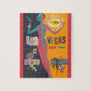 Quebra-cabeça Arte de pôster de viagem de jogo de Las Vegas vint