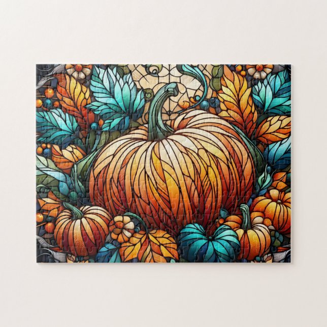 Quebra-cabeça Arte De Pumpkin De Vidro Estreitado (Horizontal)