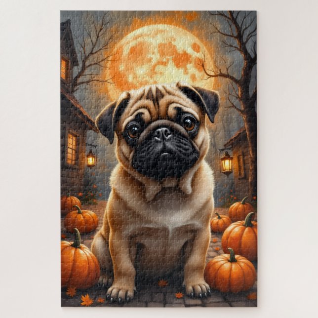 Quebra-cabeça Arte de retrato de Halloween da Vila Assombrada Pu (Vertical)